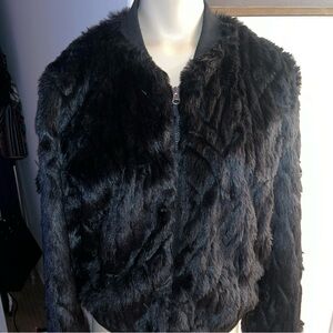 Me Jane Black Teddy Jacket Plush Faux Fur
